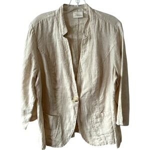 Chico's‎ Women's Tan 100% Linen Sequins Lapel Jacket in Size XL